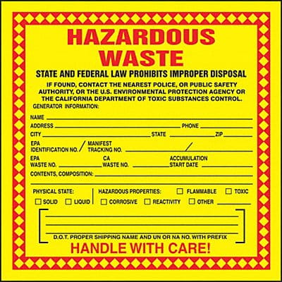 DOT Handling Label Waste 6 W PK250