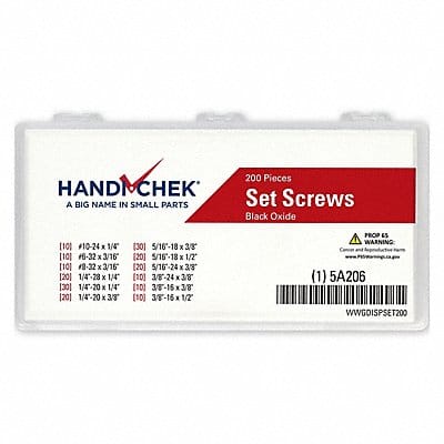 Socket Set Screw Assortment 200pcs 12Szs