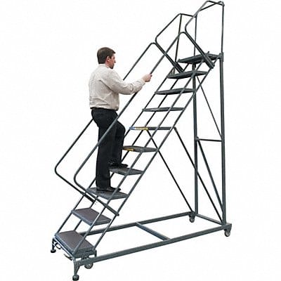 Safety Rolling Ladder Steel 120 In.H