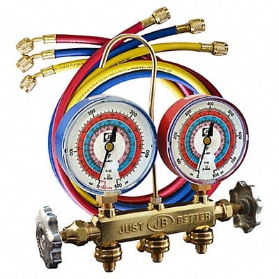 Manifold with Hose Set - 2 Valve Brass