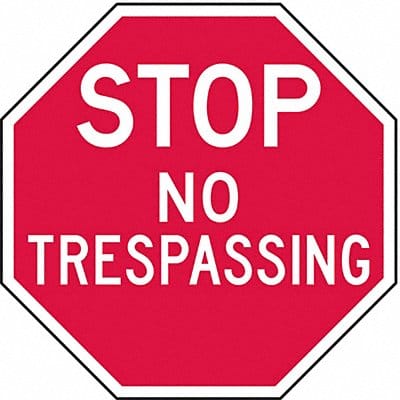 Rflct No Trespassing Stop Sign 12x12in