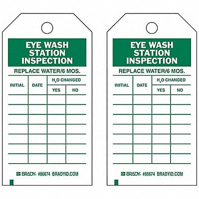 Eye Wash Sta Inspection Tag 3/8 In PK100