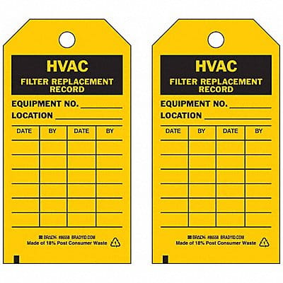 HVAC Fl Replacement Rcd Tag Bk/Yel PK10