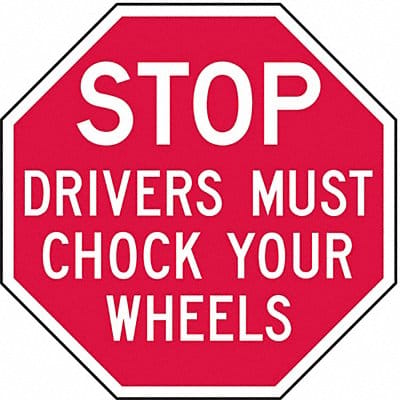 Rflct Chock Wheels Stop Sign 6x6in Alum