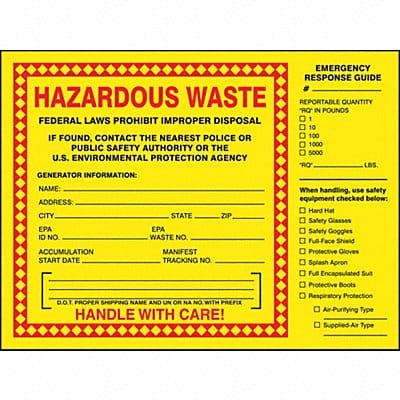 DOT Handling Label Waste 8 Label W PK25