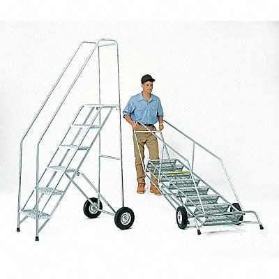 Folding Rolling Ladder Steel 90 In.H