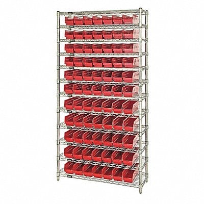 E3957 Bin Shlvng 18inx74inx36in Red