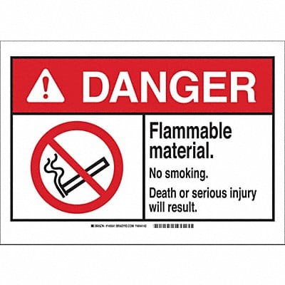 Danger No Smoking Sign Flammable 7x10