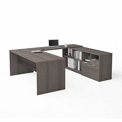 U Desk I3 Plus 2 Drawers Bark Gray