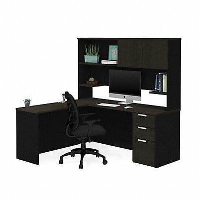 L-Desk Hutch Deep Grey/Black