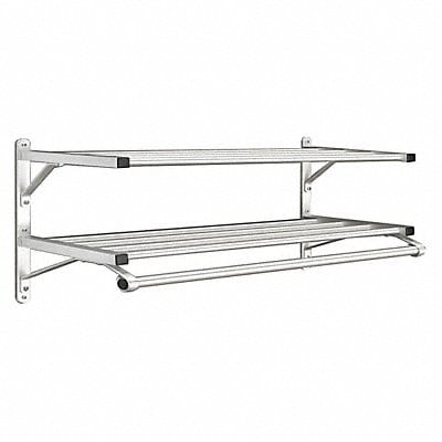 Coat Rack 2 Shelves 60 In W Satin Alum