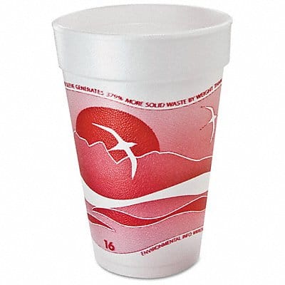 Disp Hot/Cold Cup 16 oz White/Red PK1000