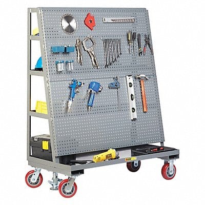 Mobile Pegboard w/Back Shelves 24 x 60