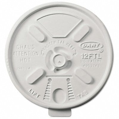 Lid Cup Lift/Lock 12 oz White PK1000