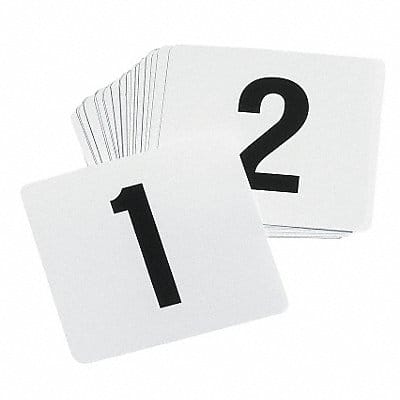 Number Card 3 3/4 in W White PK100