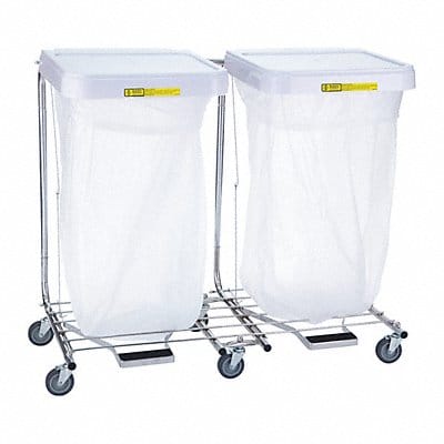 Laundry Hamper Cart 2 Comp Gray 6 cu ft