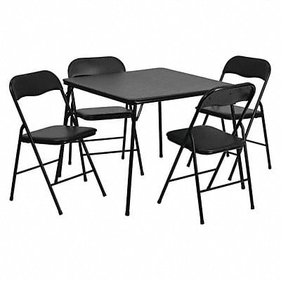 Folding Card Table Set 5 pcs. Blk