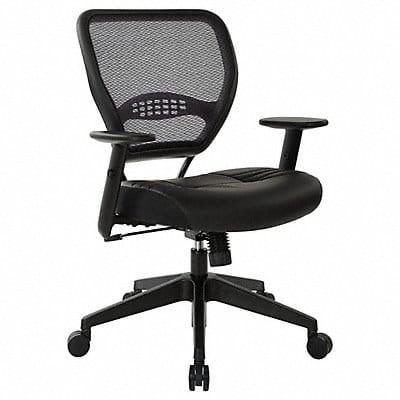 Desk Chair Leather Black 19-23 Seat Ht