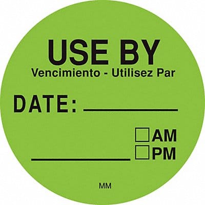 Use By Label Green PK500