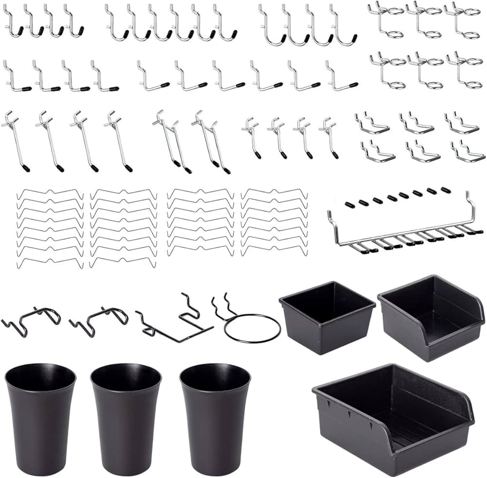 Pegboard Hooks Bins and Tool Holders