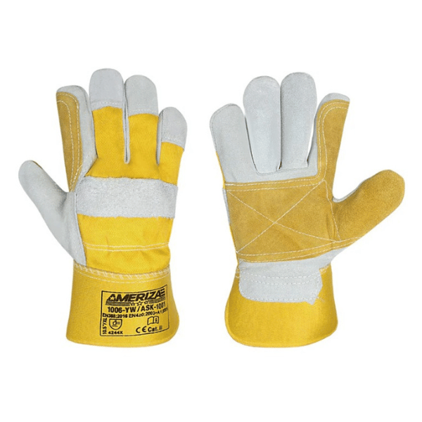 RIGGER GLOVE AMERIZA YELLOW LEATHER RIGGER GLOVE DOUBLE PALM